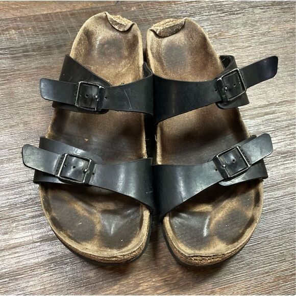 Birkenstock Basic Black Slides Women’s 40/9.5 WORN - Picture 1 of 8